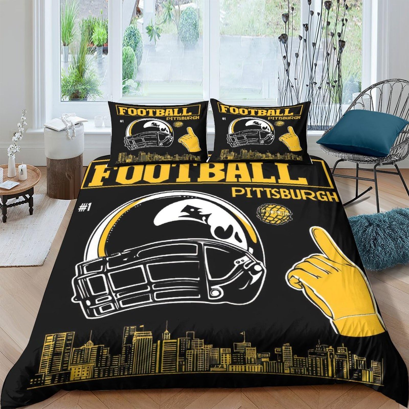 Ctjqhvkz Style-10 3D Printed Football Helmet Fitted Sheet Microfiber Black Yellow City Mattress Cover For Bedroom Dorm Decor Single（135X200cm）