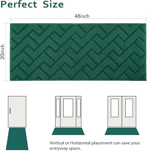Miniatura 2 de hicorfe Tapete para interiores, tapete para puerta delantera y trasera, parte trasera de goma, 20 x 48 pulgadas, antideslizante, absorbente,