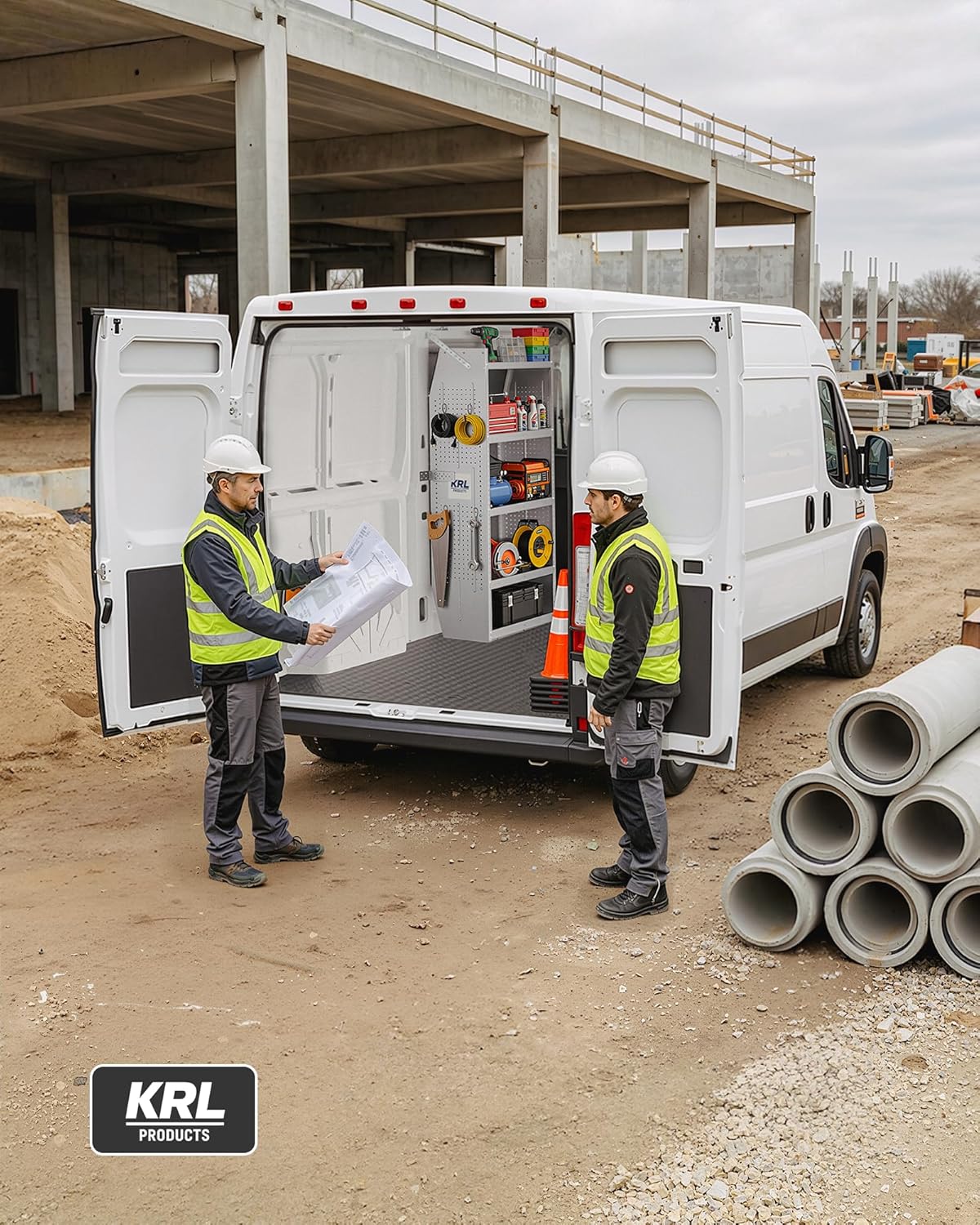 SV-3260 Steel Mid/High Roof Van Shelving Storage System Fits Transit, NV, Promaster and Sprinter, Van Shelving Units, 32''W * 60''H * 13''D