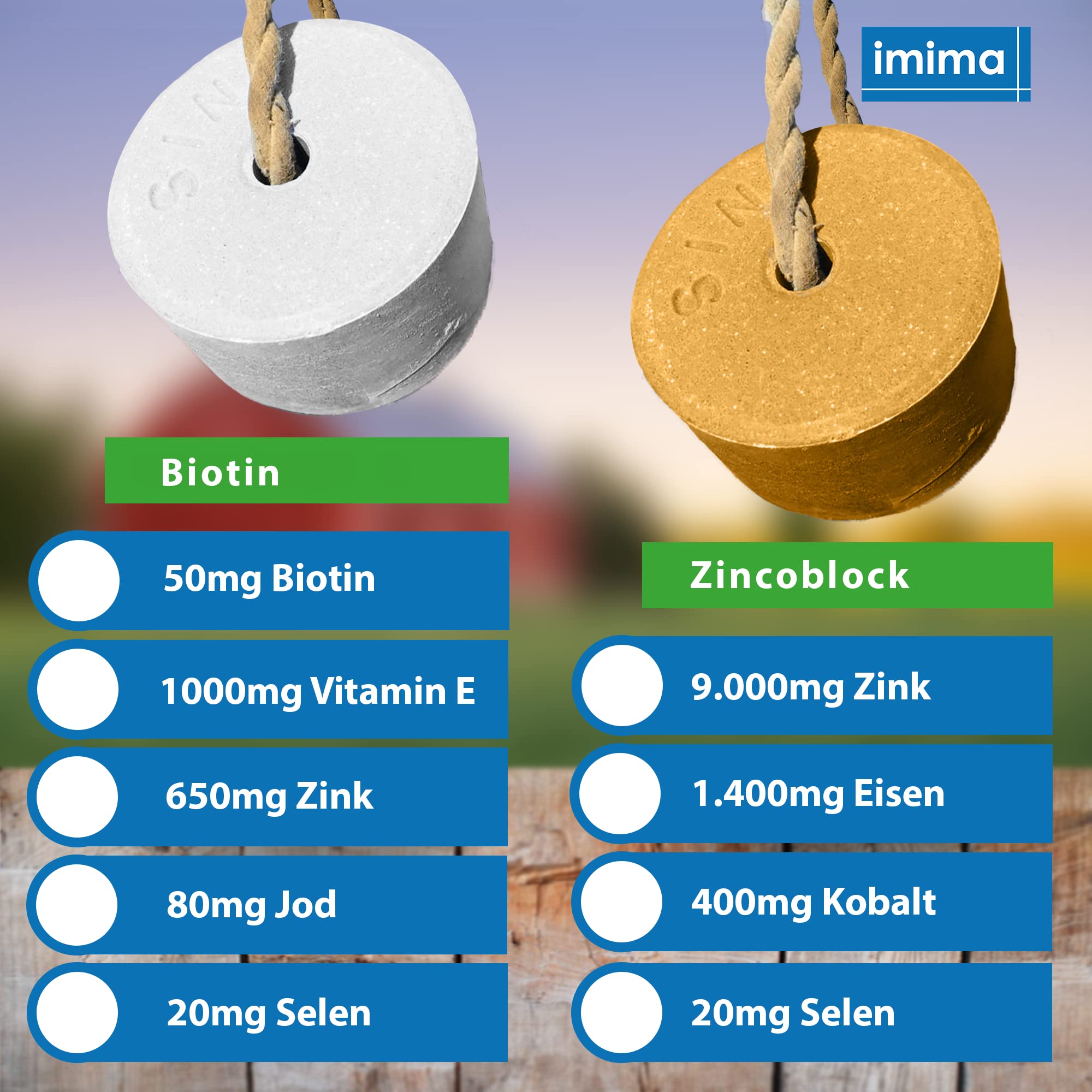 Mineralleckstein Pferd Starter Set mit BIOTIN+, ZINCOBLOCK, SUPERMAG, MEDITERRANEO Salzleckstein Set 4 x 3 kg - Salzlecksteine für Pferde, Schafe, Ziegen und Wild