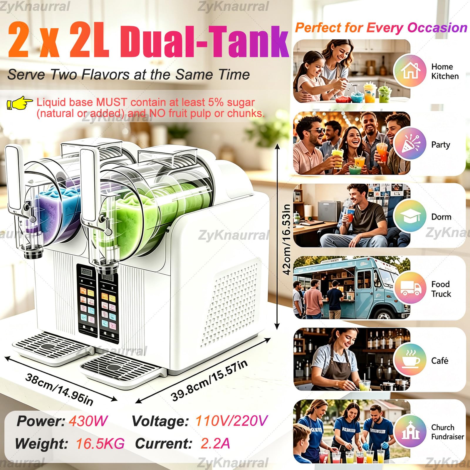 Profesional Heladera De 430 W, Máquina Comercial De Granizados, Pantalla LCD, Limpieza Automática, Controles Táctiles, para Yogur, Cafeterías, Bares De Aperitivos Y Restaurantes White