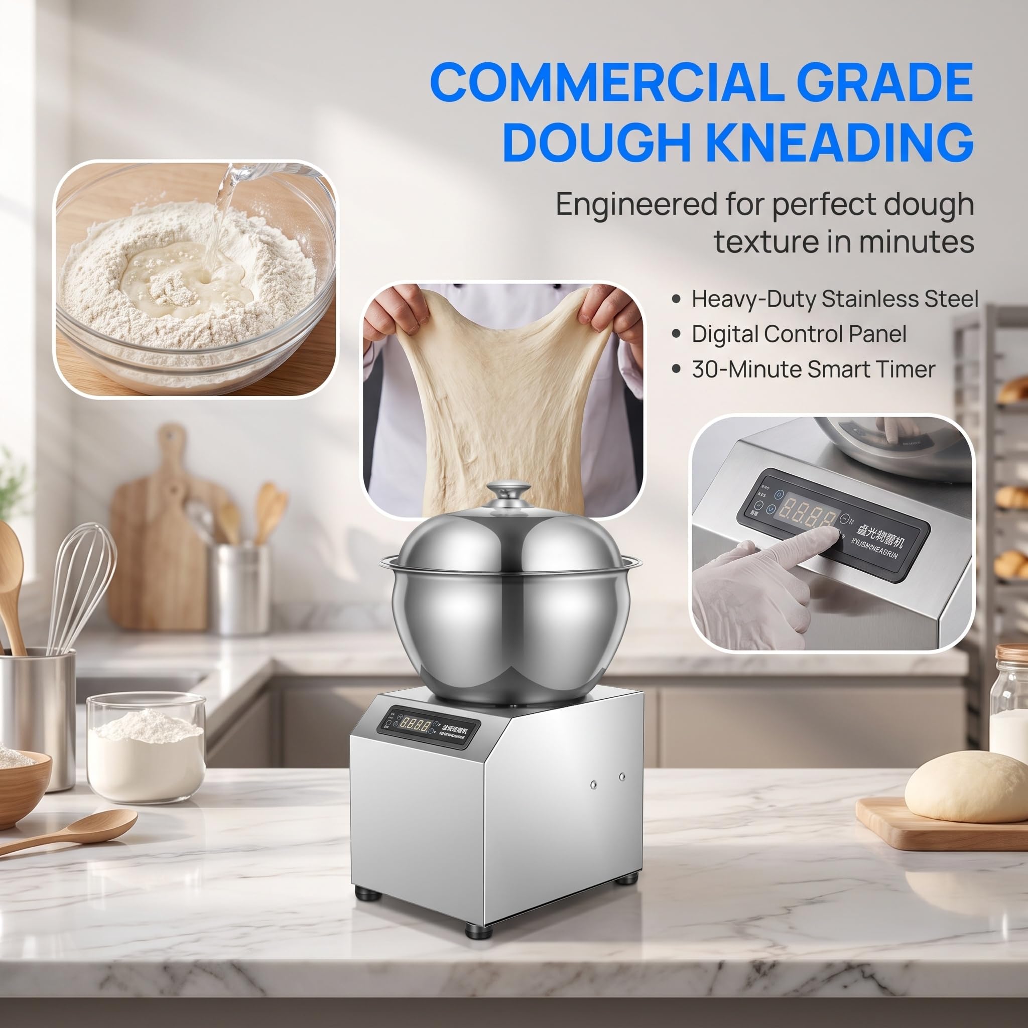 Impastatrice A Spirale Professionale, 5 Kg/8 Kg, 1800 W, Elettrica, Con Ciotola In Acciaio Inox, Impastatrice A Doppia Rotazione Per Pane, Pizza, Panetteria, Ristorante, Pizzeria. 8kg
