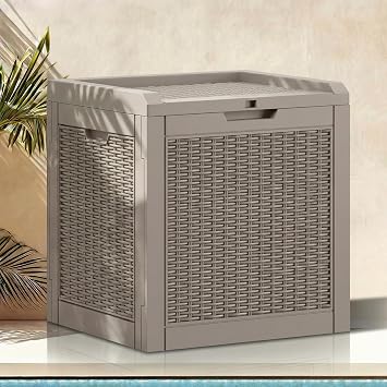 DWVO 32 Gallon Resin Storage Box, Indoor Outdoor Deck Box for Package Delivery, Patio Cushions, Gardening Tools, Lockable, Waterproof