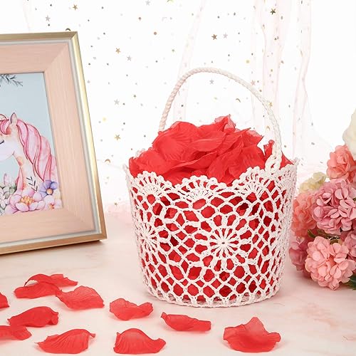 Miniatura 2 de WILLBOND Cesta blanca con mango de cesta para boda, 5.90 x 4.72 x 4.33 pulgadas (2 paquetes)