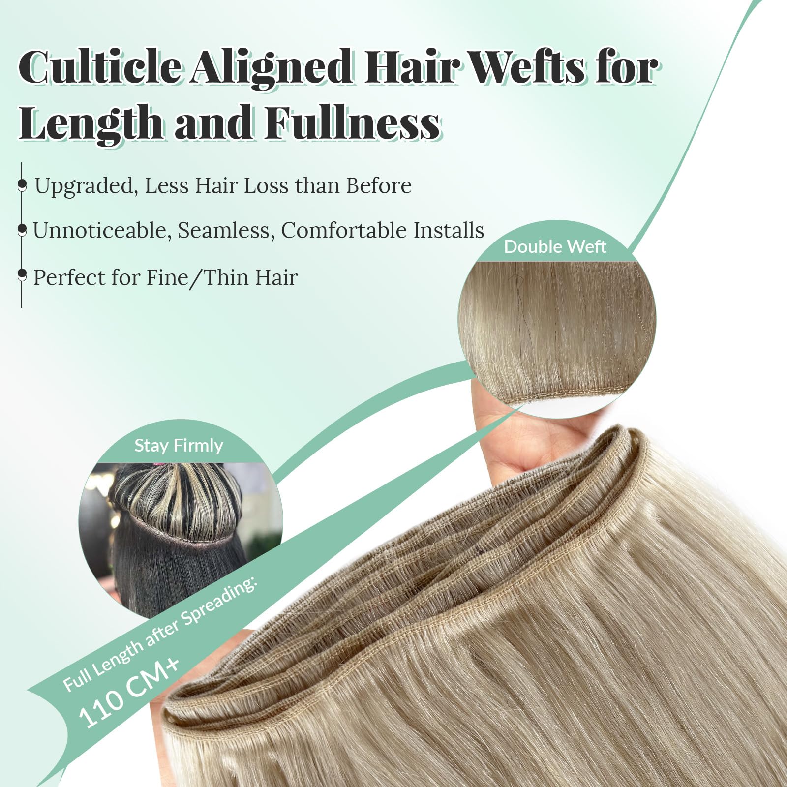 NEW ZALA HAIR EXTENSIONS PLATINUM 12 inch WEFT Halo Pro Hair Extensions Kit, Platinum Blonde #80 | BELLAMI  main image 3