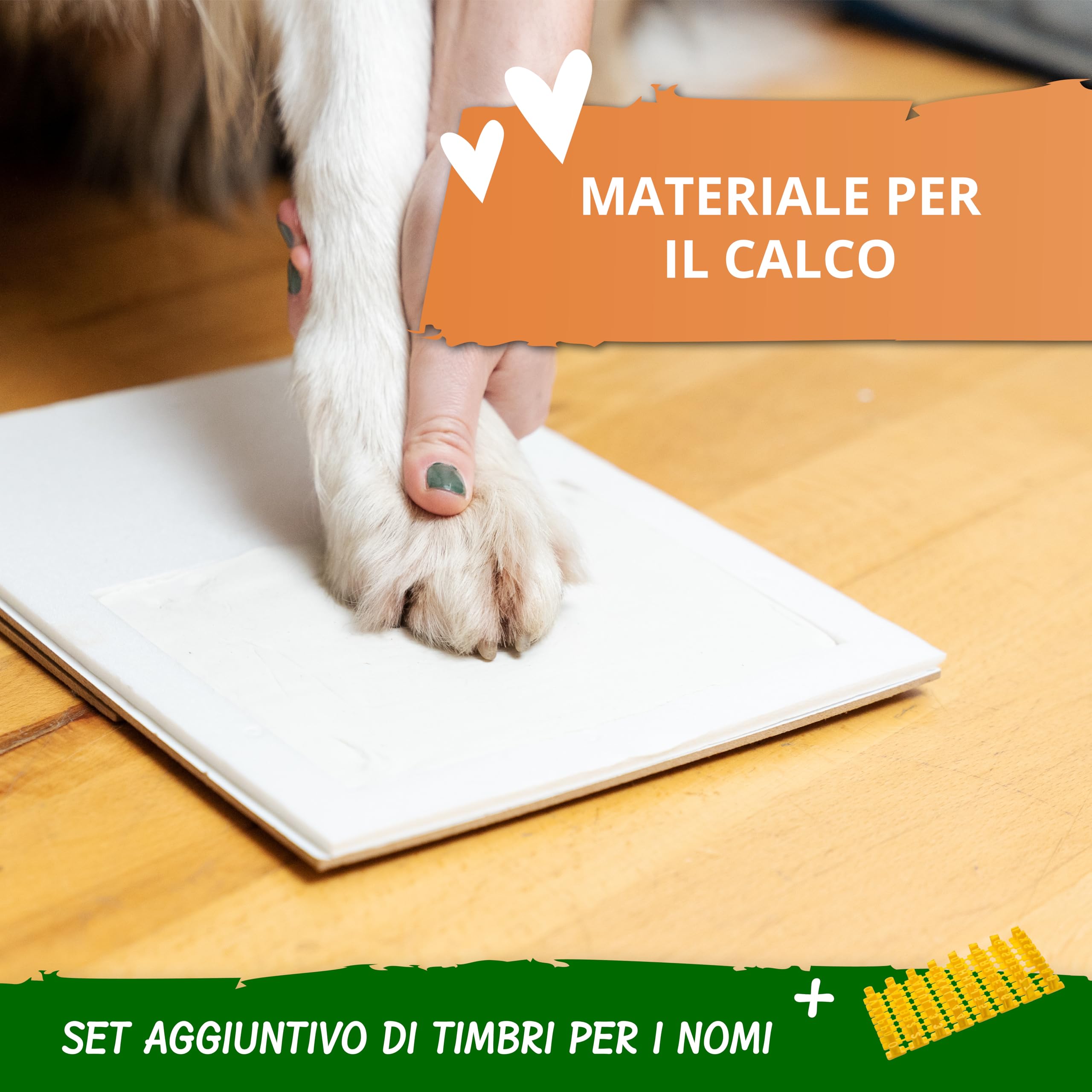 Amari Mari ® Set di Impronte di Zampe – Set di Impronte per Animali con Lettere, Numeri e cornici – Set di Impronte di Zampe per Cani
