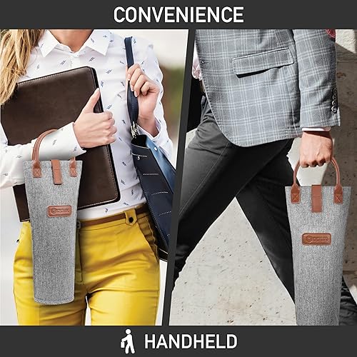 Miniatura 6 de opux Bolsa de vino individual para botella, bolsa térmica de viaje para regalo de picnic, playa, portátil, con relleno térmico, para mujeres,