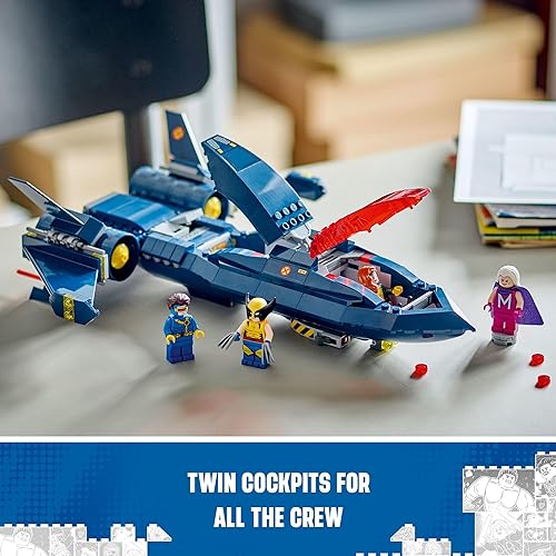 Miniatura 3 de LEGO Marvel X-Men X-Jet - Kit de construcción de modelo de avión de juguete, inspirado en Disney Plus, juguete de construcción para niños con 4