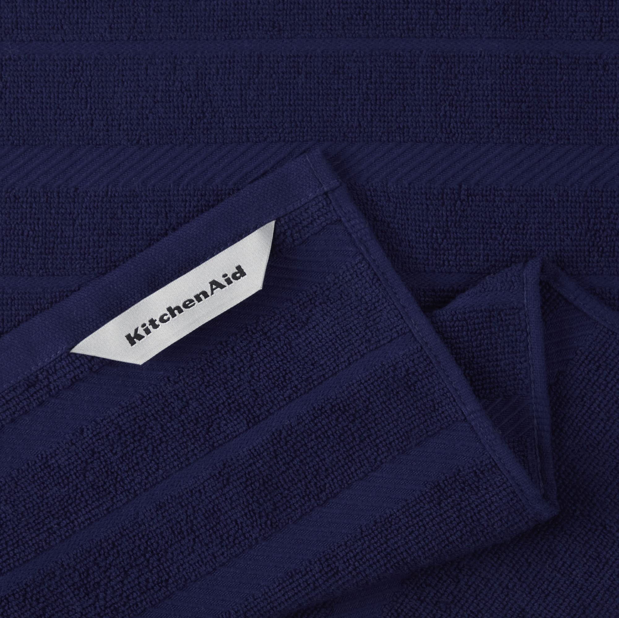 KitchenAid Albany Kitchen Towel Set, 16"x26", Cobalt Blue/White, 4 Piece - Image 3