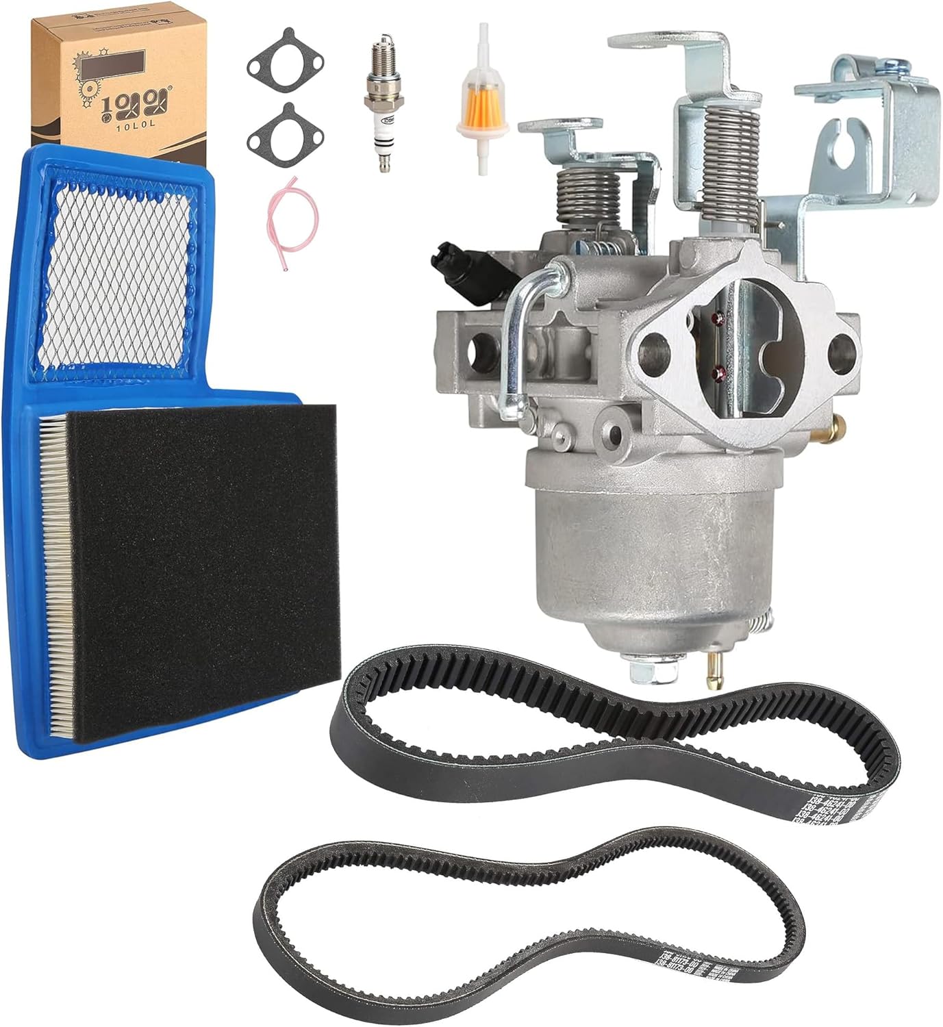 10L0L Carburetor and Belts Kit for Yamaha G16 G29 Engine Golf Cart 4 Cycle with Air Filter, Fuel Filter, Spark Plug, OEM JN6-14101-14 JN6-14101-15