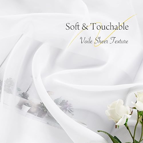 Miniatura 5 de NICETOWN Cortina de cenefa semitransparente para sala de estar, cenefa de ventana con dobladillo para barra, cenefa de ventana con festón de gasa