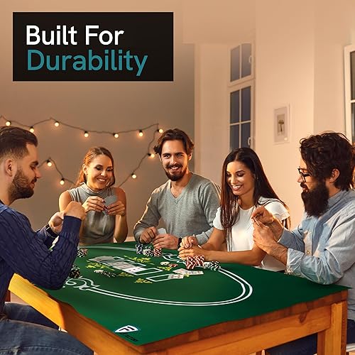 Miniatura 7 de Texas Holdem Juego de alfombrillas de póquer cubierta de neopreno para mesa de póquer, 72 x 36 pulgadas