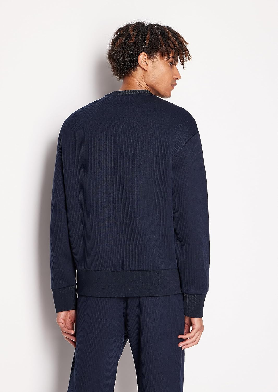 Armani Exchange Men's Jacquard Fleece Classic Simple Logo Pullover Sweatshirt