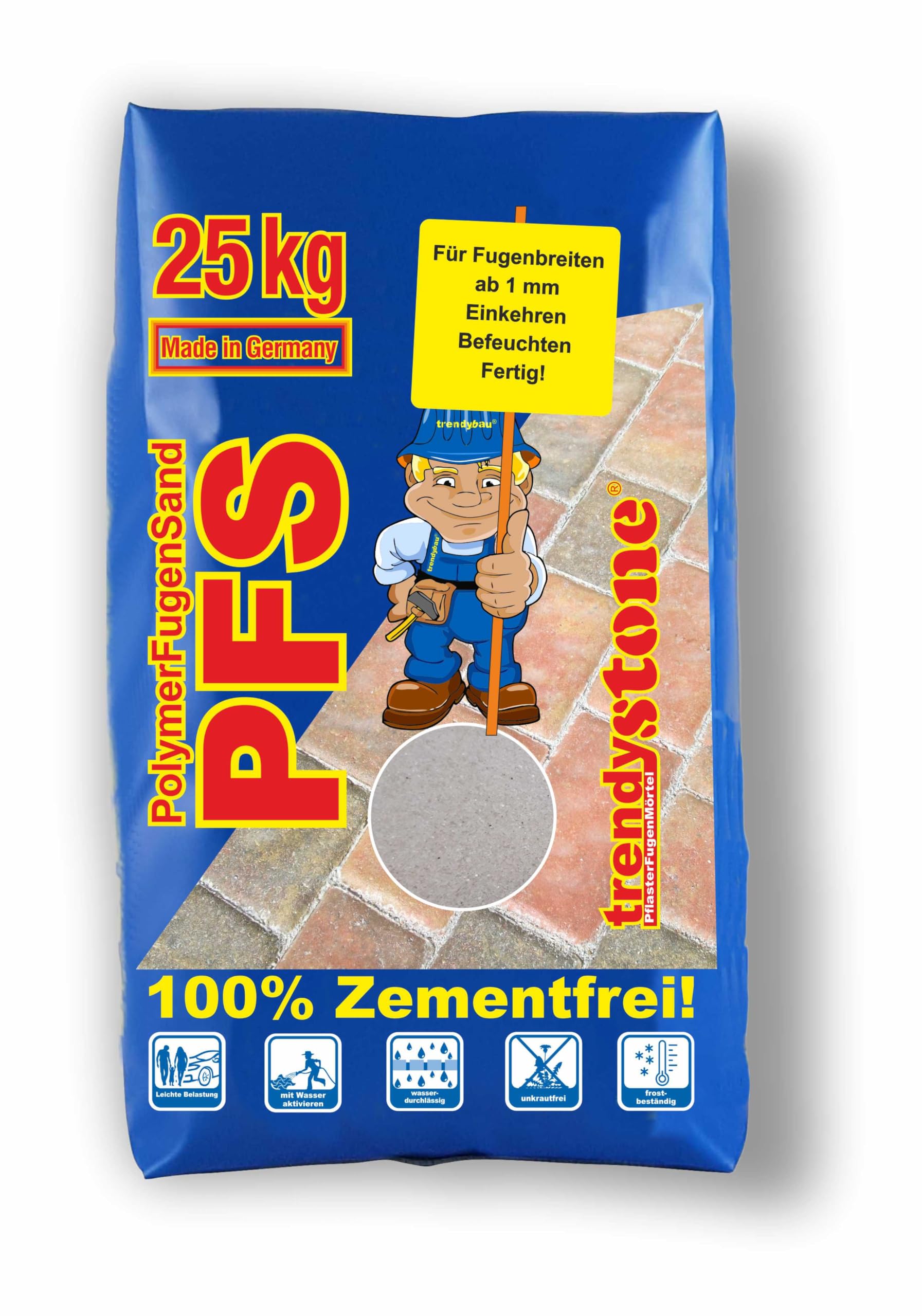 trendystone Polymerfugensand 25 kg natur - Pflasterfugenmörtel für schmale Fugen ab 1 mm Fugenbreite