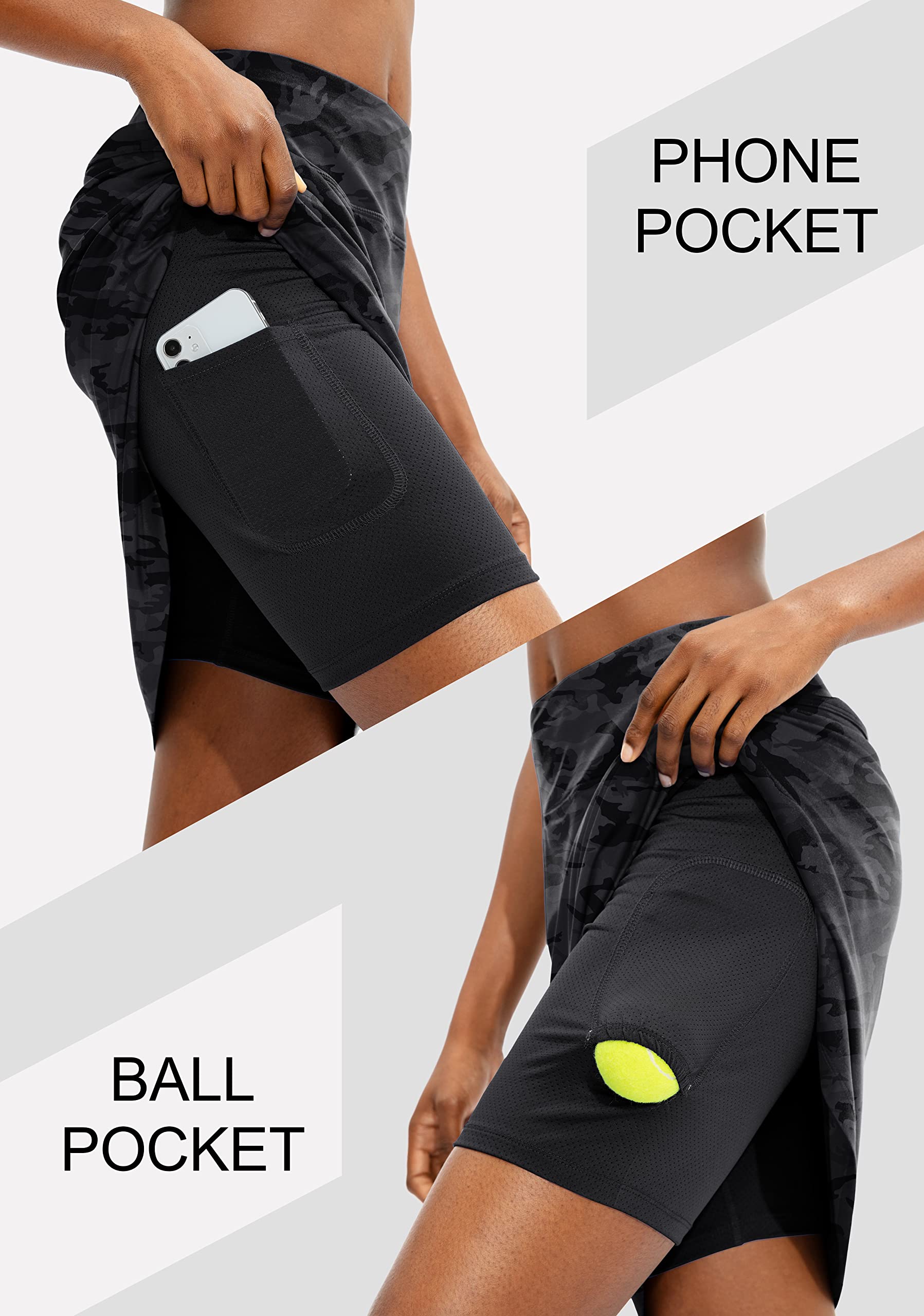 Viodia Damen 50,8 cm knielange Skorts, Röcke, LSF 50+, athletischer Tennisrock, Golfrock für Damen, lässiger Sommerrock