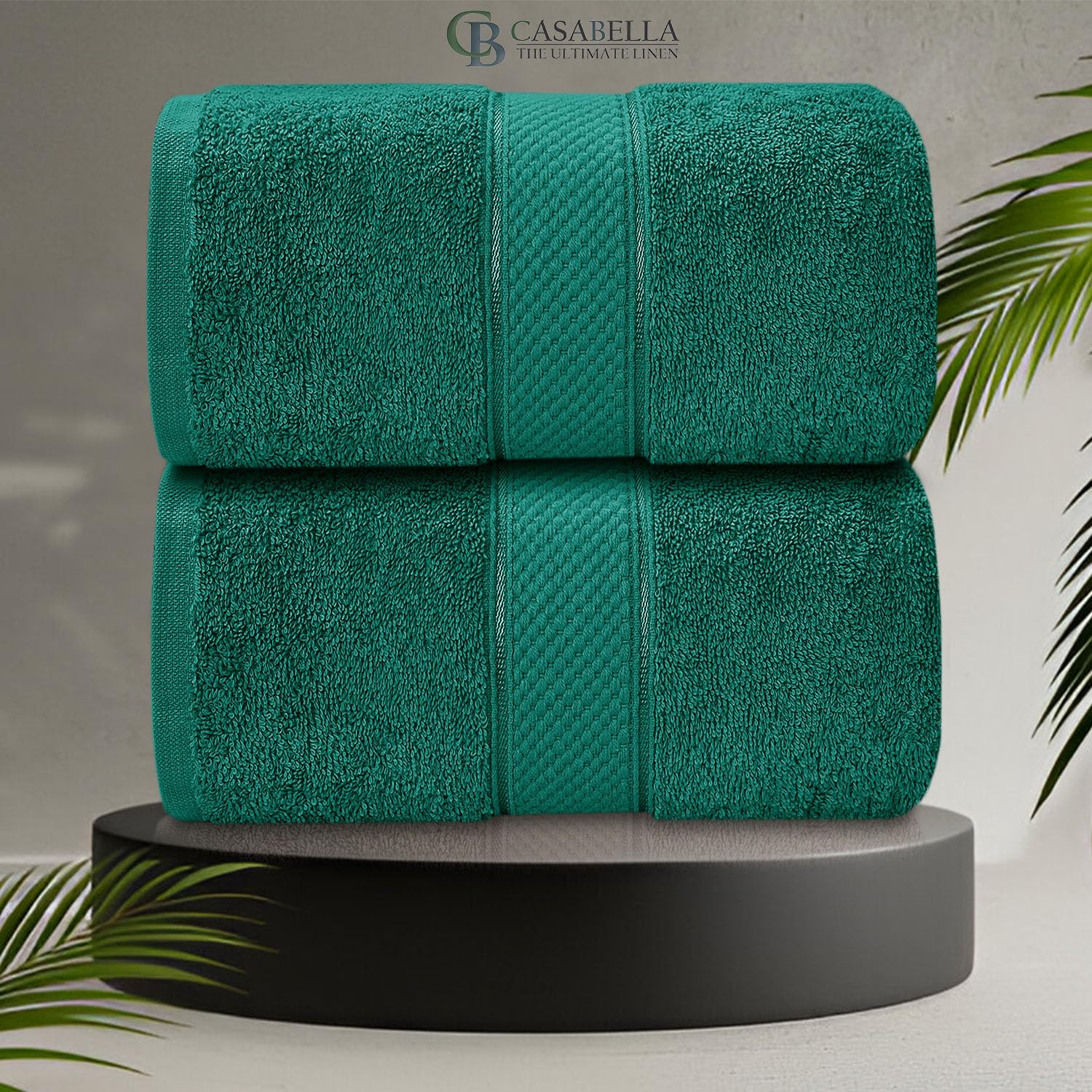 CB CASABELLA 2 Piece Jumbo Bath sheet 100% Combed Cotton Extra Large Bath Towel bale set super Absorbent Soft Jade 2 Pack 90X180 CM Bath-sheets for bathroom