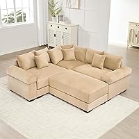 Vista 63 de Sofás seccionales de pana de 92 pulgadas para sala de estar, cómodo juego de sofás seccionales de gran tamaño con asiento profundo, sofás grandes