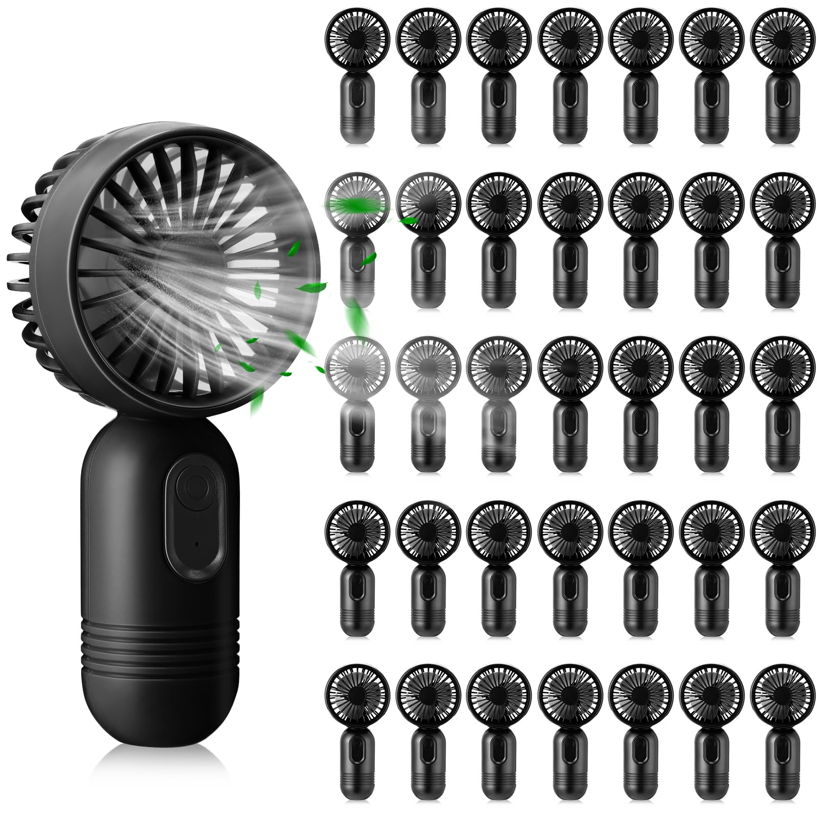 Rossesay 36 Pcs Mini Portable Fan 3 Speed Rechargeable, Black