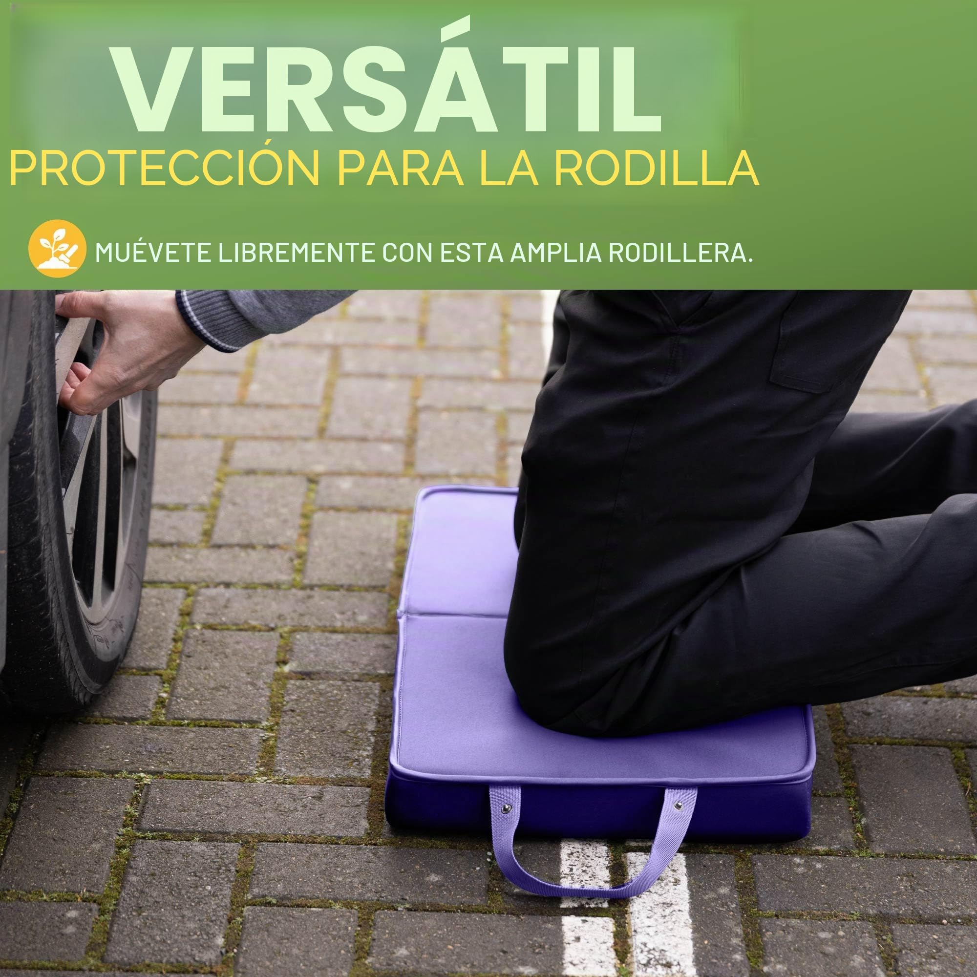 BLOSTM Almohadilla Extra Gruesa para arrodillarse para jardín, Grande, Plegable, con Asas, Resistente al Agua, Espuma viscoelástica, para jardinería, tareas domésticas (Morado)