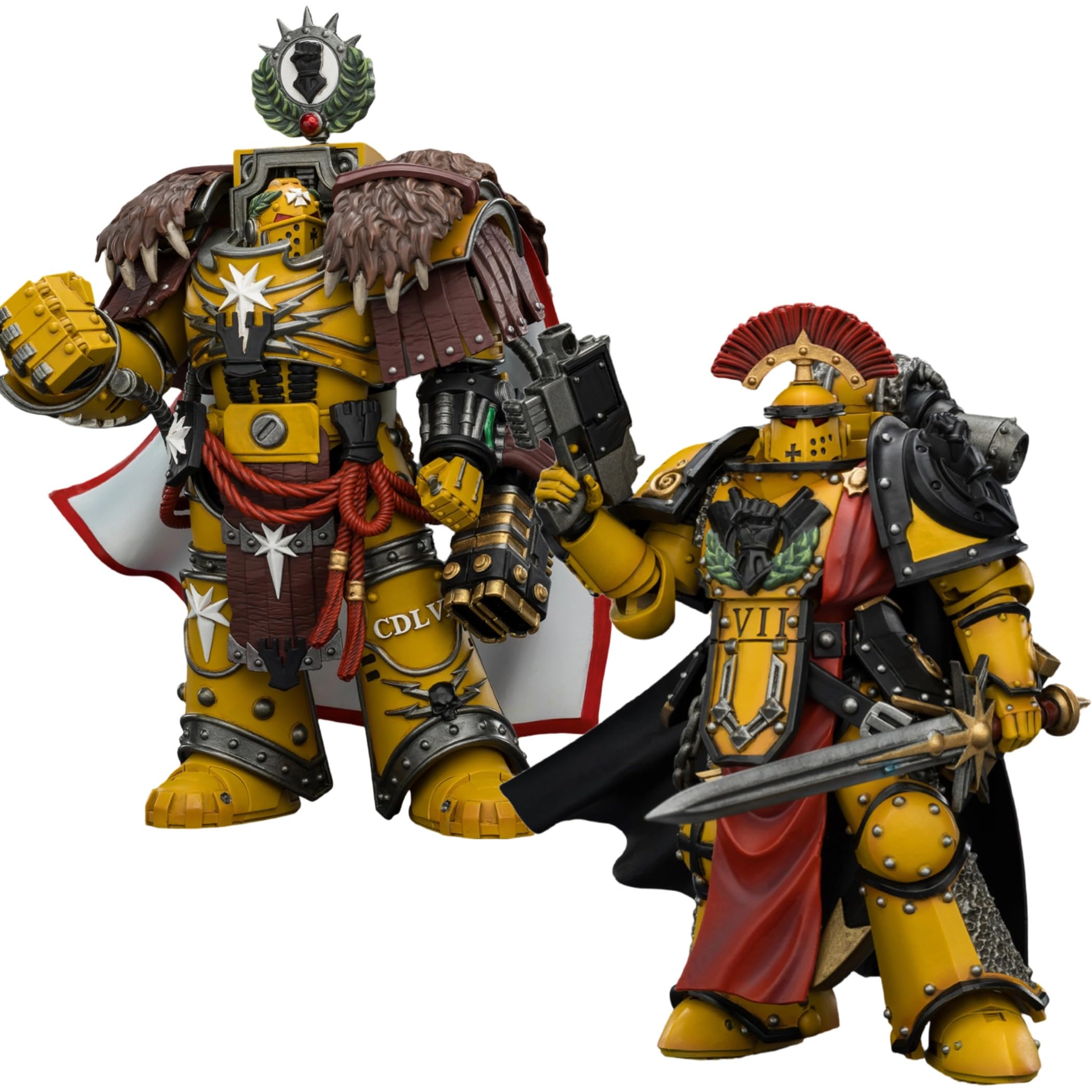 JOYTOY Imperial Fists Warhammer 40K 1/18 figurki akcji Imperial Fists Lord Castellan Evander i MkIII Armour Legion Pretor, 2 zestaw kolekcjonerski model