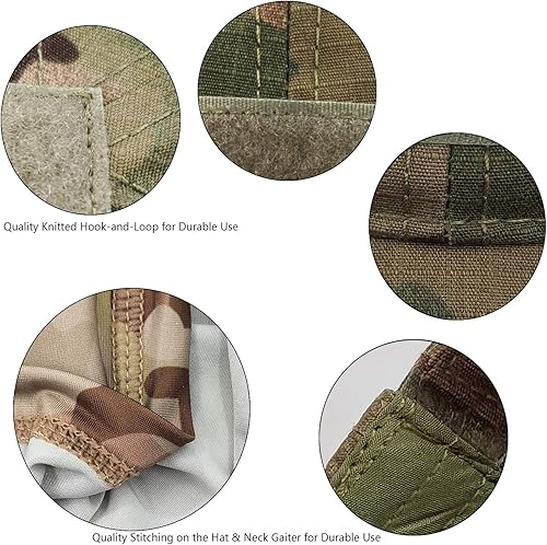 Miniatura 6 de Sombreros de camuflaje para hombres con polaina de cuello UV UV militar táctico sombrero de caza para correr, senderismo, gorra de béisbol