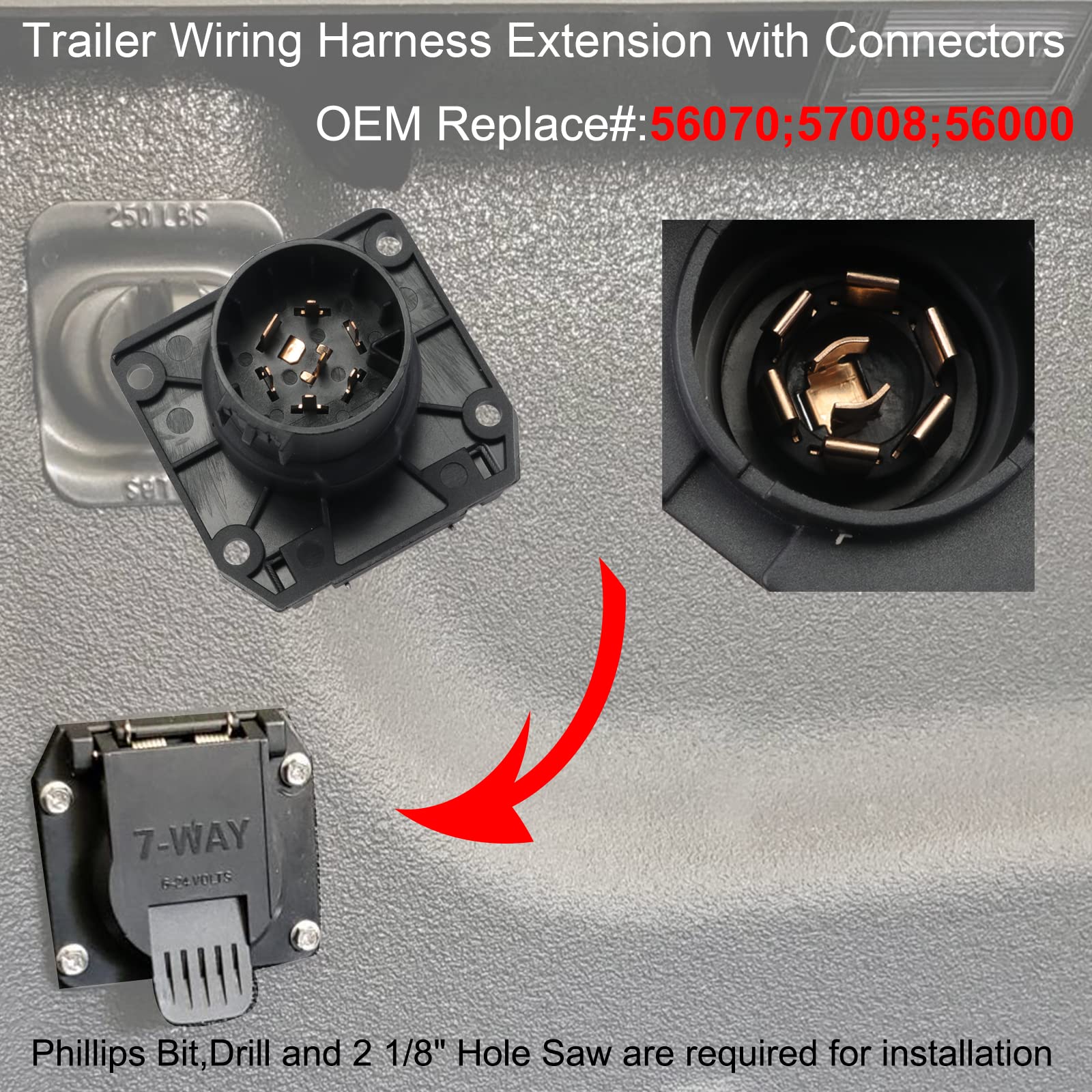 Snapklik.com : 56070 7-Pin 7-Foot Trailer Wiring Harness,Vehicle-Side