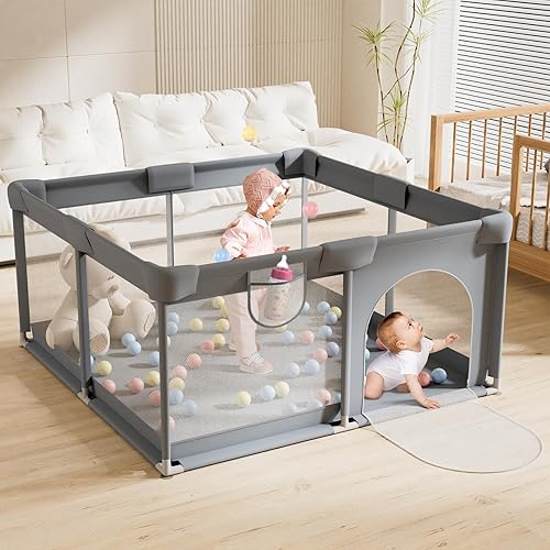 TOHIFER Baby Playpen: Large Baby Playard for Toddler, BPA-Free, Non-Toxic, Safe No Gaps Play Yard for Babies, Indoor & Outdoor Kids Activity Center Baby Fence 51"x51"x26.8"