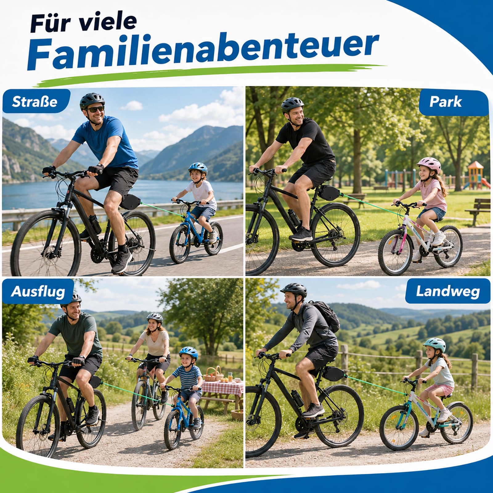 Abschleppseil Fahrrad Kinder, 2,5 m Einziehbares Fahrrad Zugseil bis 225 kg/500 lbs, Fahrradseil zum Abschleppen für Kinderfahrrad, MTB, E-Bike, Familienradtouren