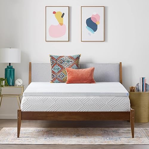 Linenspa 2 Inch Gel Swirl Memory Foam Mattress Topper with Machine-Washable-Cover