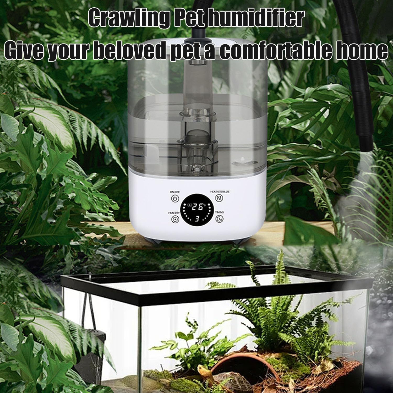 Humidificador y nebulizador de reptil de 5L, señor de plantas con tubos | para terrarios, anfibios, herpes, ajuste de humedad constante