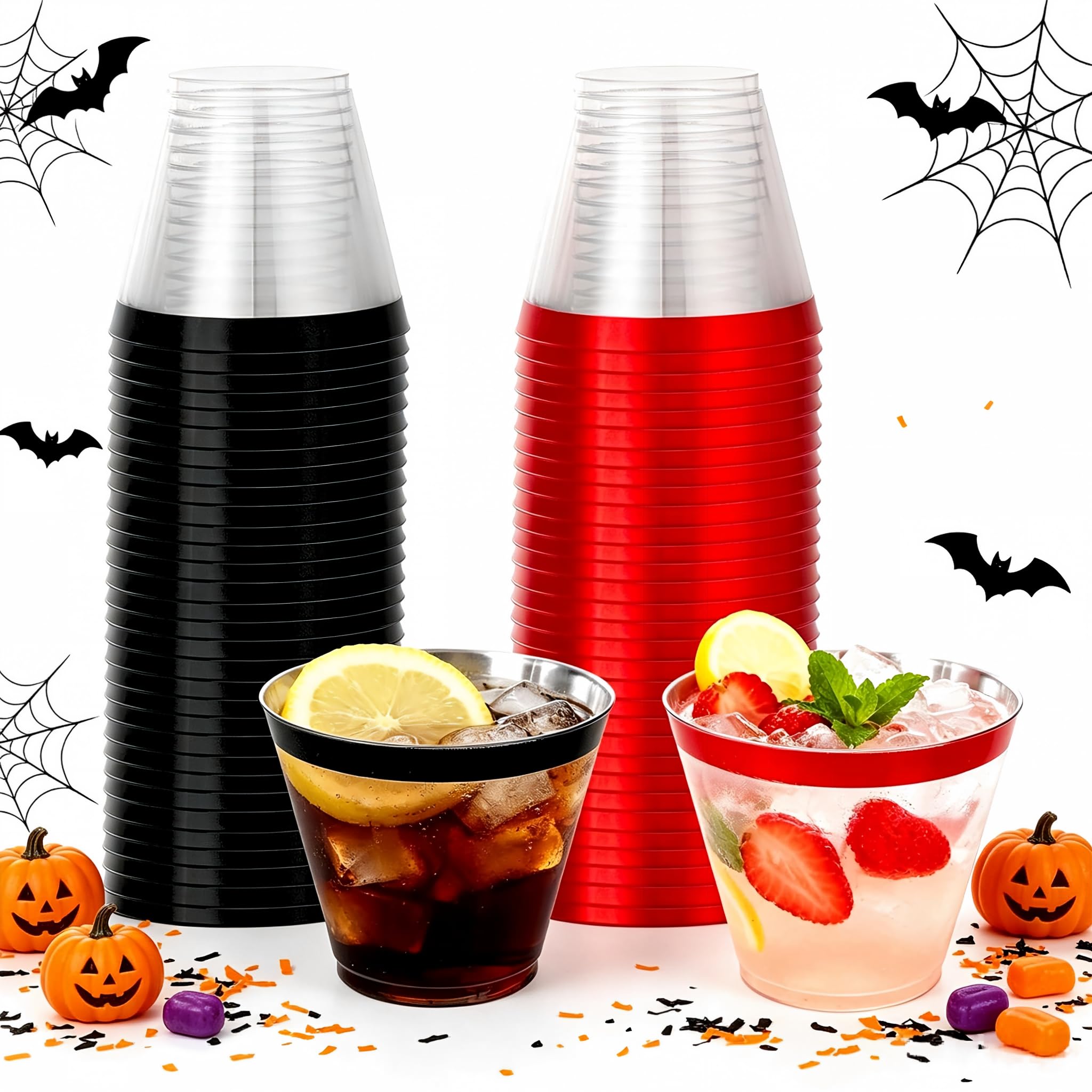 WELLIFE 200 PCS Gold Plastic Cups,9 oz Clear Plastic Cups,Disposable Wine Glasses,Plastic Cocktail Glasses for Party and Wedding — Amazon image 17
