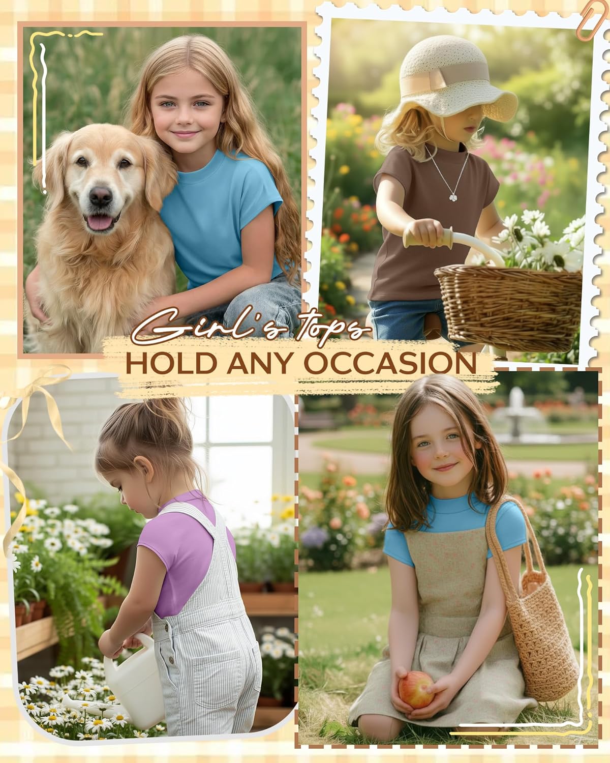 3 Pack Girl's Mock Turtleneck Shirts Kids Cap Sleeve Pullover Tops Loose Fit Summer Casual Basic Tees 5-14 Years - Image 5