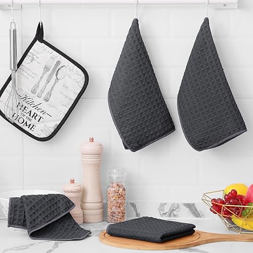 Miniatura 189 de Homaxy Trapos de cocina de microfibra con tejido de gofre, 12 x 12 pulgadas, ultra absorbentes y de color sólido, paños de cocina de secado rápido