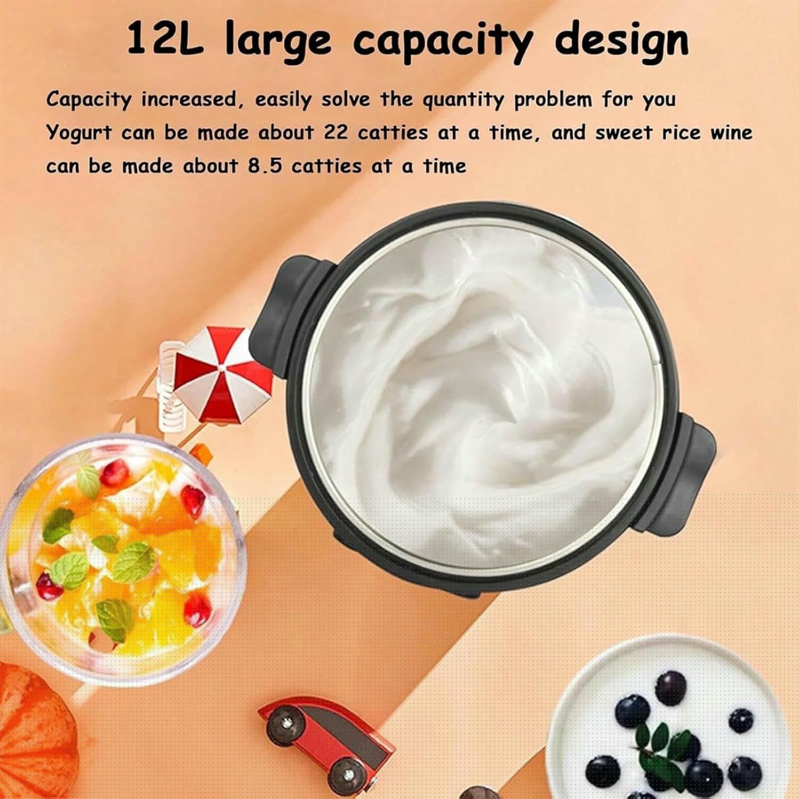 Máquina De Fermentación Completamente Automática, Fabricante De Yogurt Eléctrico Totalmente Automático, Fabricante De Yogurt De Acero Inoxidable con Pantalla LCD Inteligente, para Yogurt
