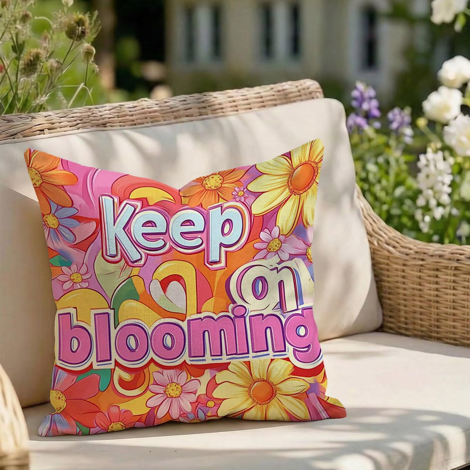 Coussin extérieur imperméable 75x75 floral pour salon de jardin