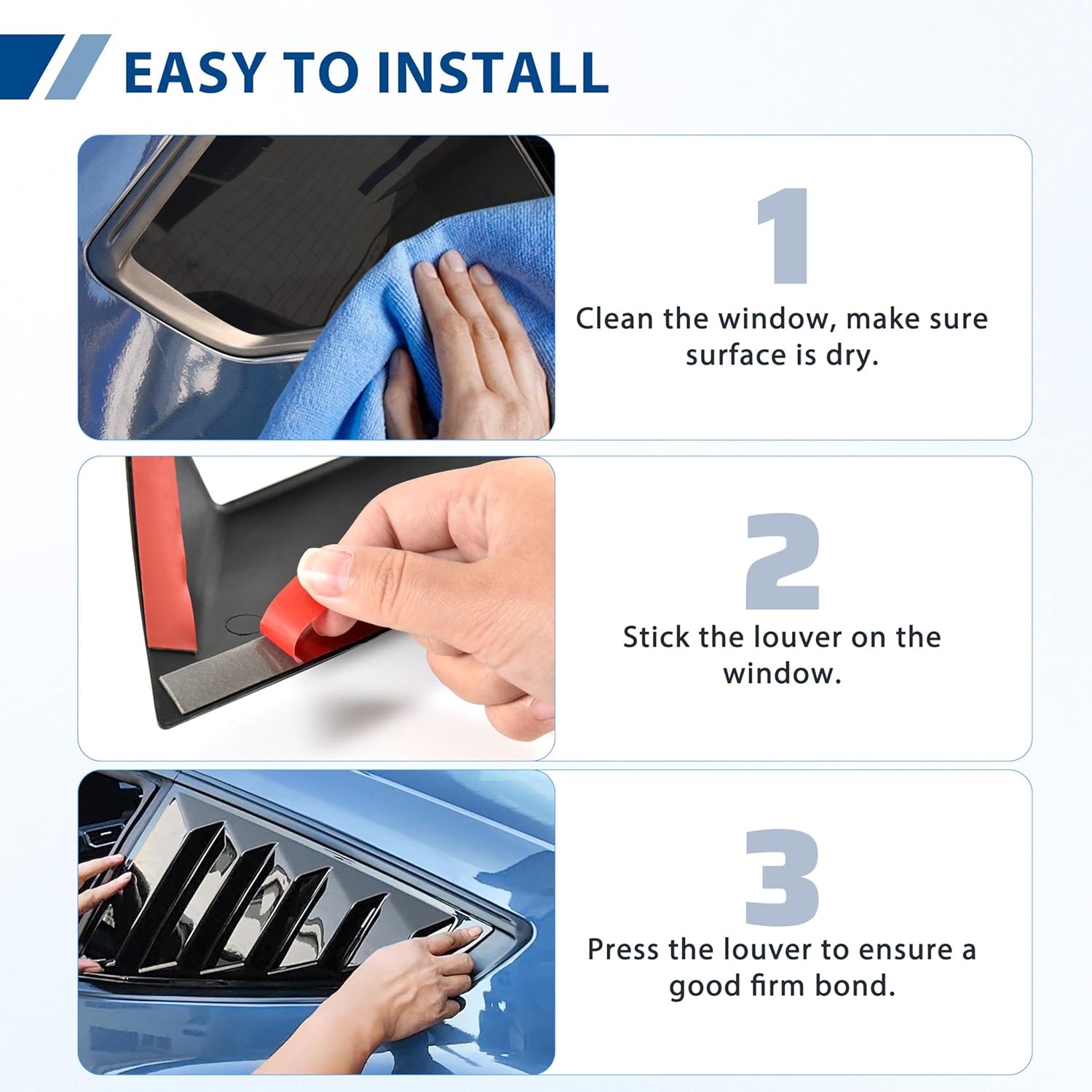 KEWISAUTO Side Window Louver for Mustang 2024 2025, GT Lambo Style Rear Quarter Windshield Sun Shade Cover Side Window Scoop Louvers for Ford Mustang 2024 2025 Accessories (Glossy Black)