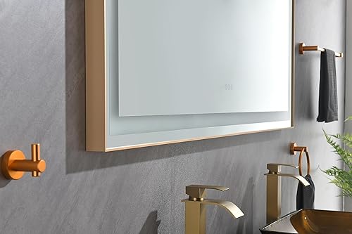 Miniatura 5 de HomSof Espejo de baño LED doble, 60 x 48 pulgadas, frontal y retroiluminado, espejo de tocador de pared regulable sin escalones con antiniebla, a