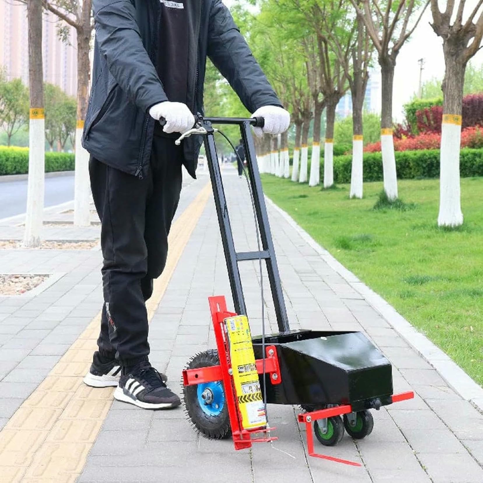 Maszyna Przenośna Koła Do Oznaczania Dróg Na Parkingach, Z Tarczą Przeciwwiatrową, Regulowalna 4–18 Cm, 840 Ml, Samolakierowy, Odporny Na Poślizg Gumowy Uchwyt Dla Sportpl~/