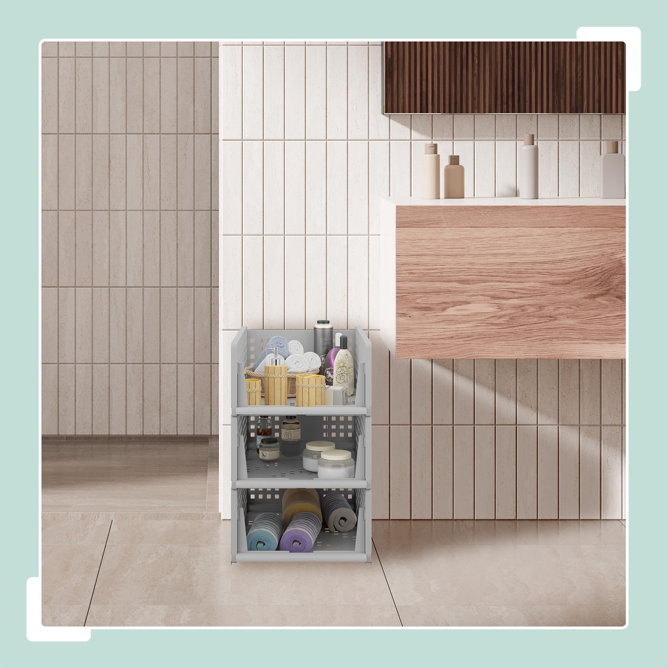 Relaxdays Organizadores de Armario, Set de 3, Cajas Almacenaje Apilables, Extraíbles, Cajones 18 x 33,5 x 43,5 cm, Gris
