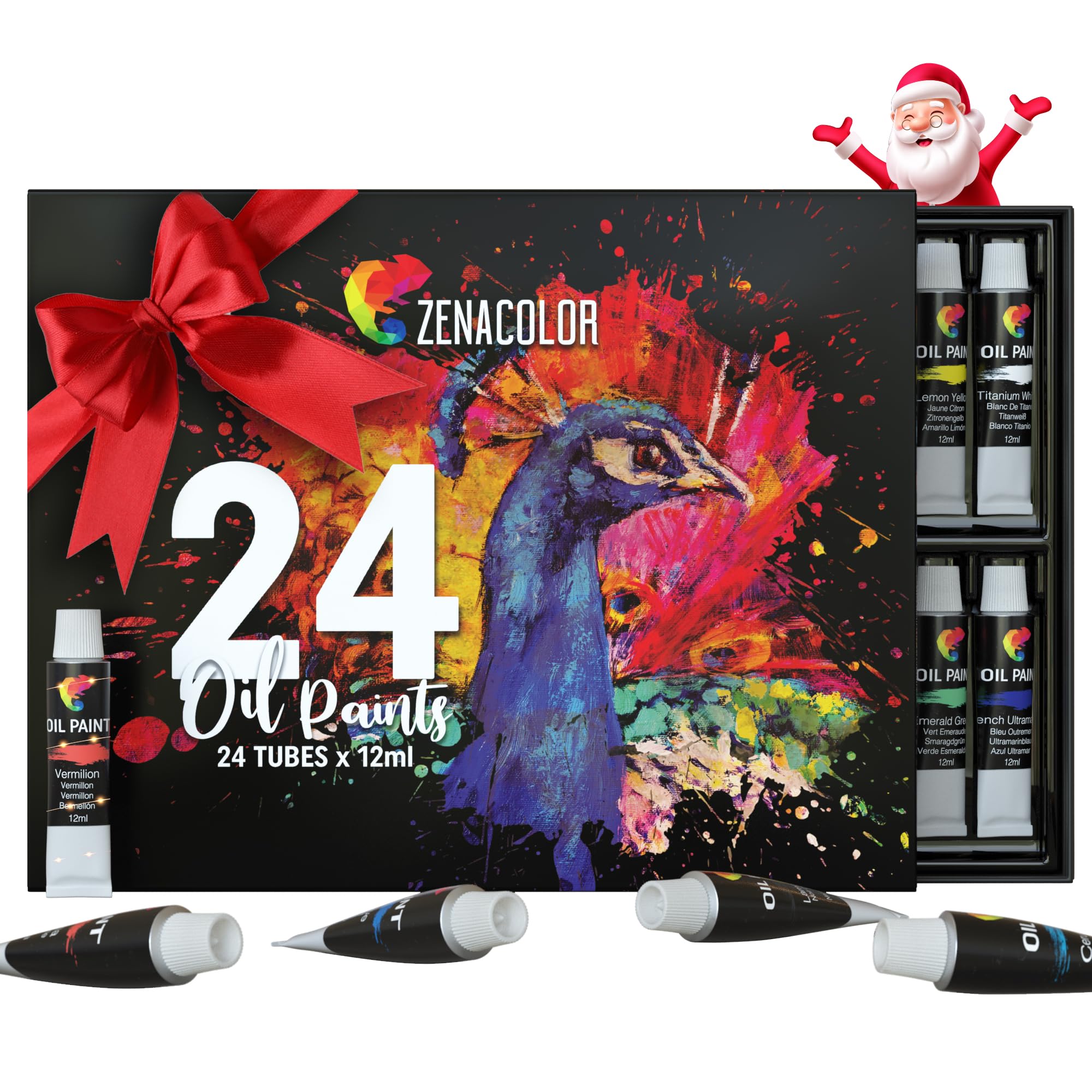 Zenacolor Caja 24 Tubos de Pinturas Oleo (12ml) Set Pintura Oleo para Artistas Profesionales