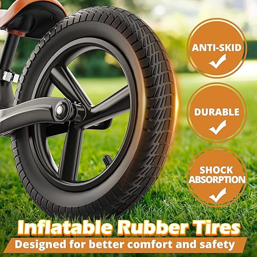 Miniatura 4 de Ridego Bicicleta de equilibrio de 14 pulgadas para niños de 2 a 6 años, bicicleta ligera para niños con asiento ajustable, bicicleta de empuje con