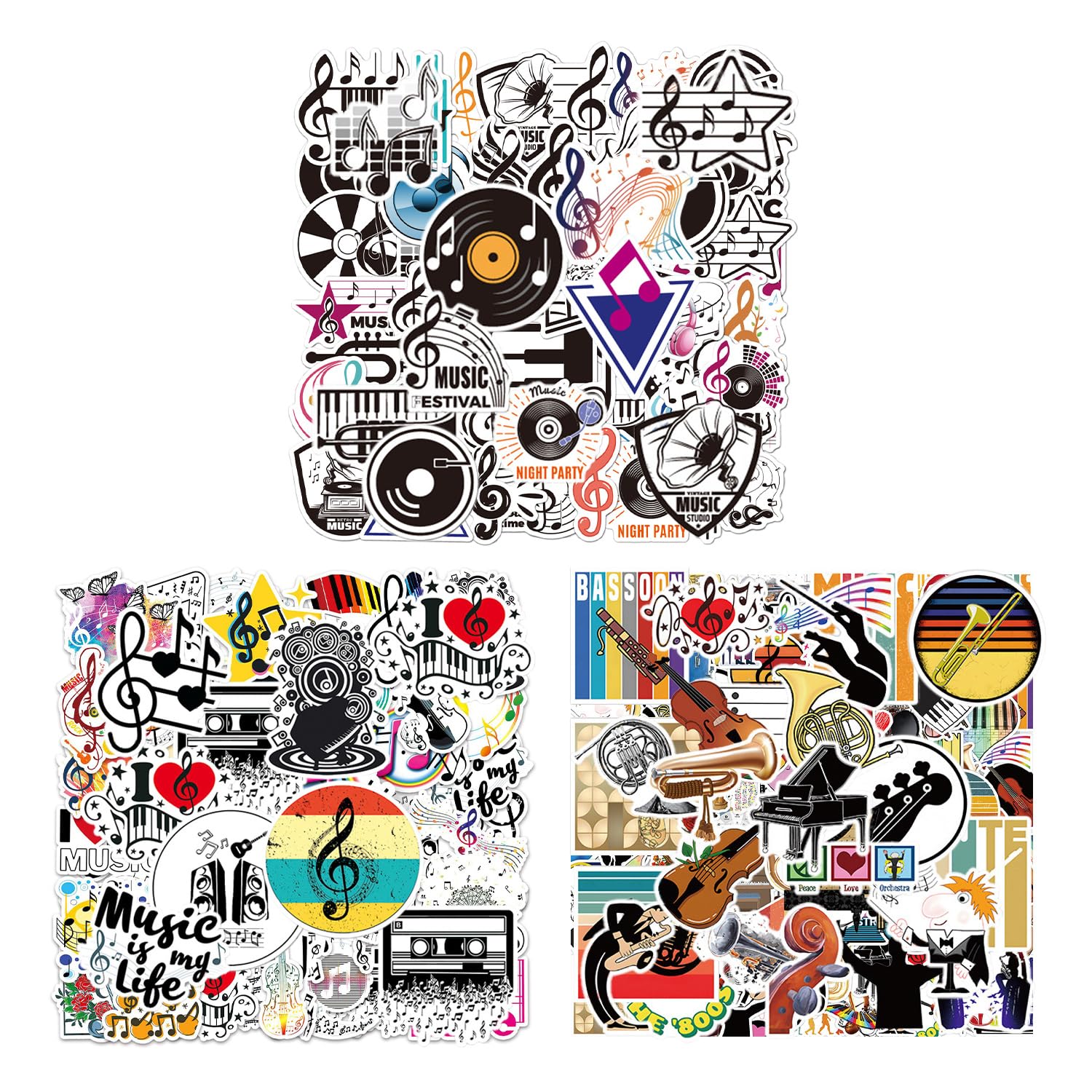 PLLDVEFD 150 Note Stickers, Music-Themed Stickers, Can Decorate Guitars, Suitcases, Skateboards, Notebooks.
