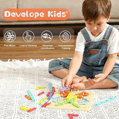 Miniatura 8 de Juguetes Montessori, rompecabezas con formas de letras y números, juguetes de construcción, 35 piezas de madera para educación preescolar, juego de