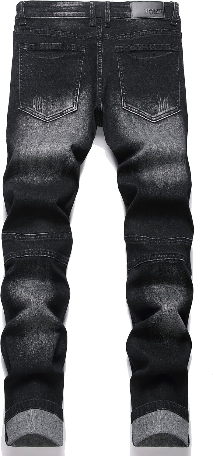 Men's Distressed Ripped Slim Fit Denim Jeans Pants - Image 3