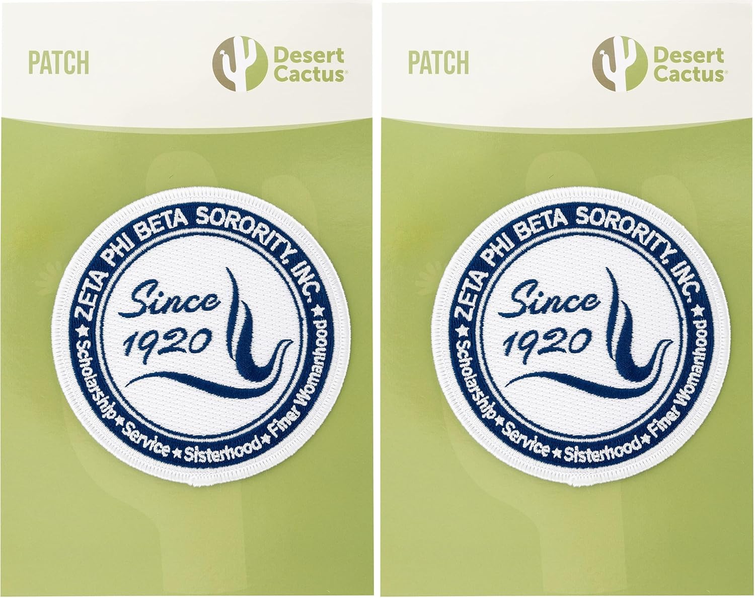 Desert Cactus Zeta Phi Beta Patch – Embroidered Iron On/Sew On Applique for Blazers, Jackets, Backpacks, Bags, Hats & Tactical Gear – Zetas ZPHIB (Patch 7) (Pack of 2)
