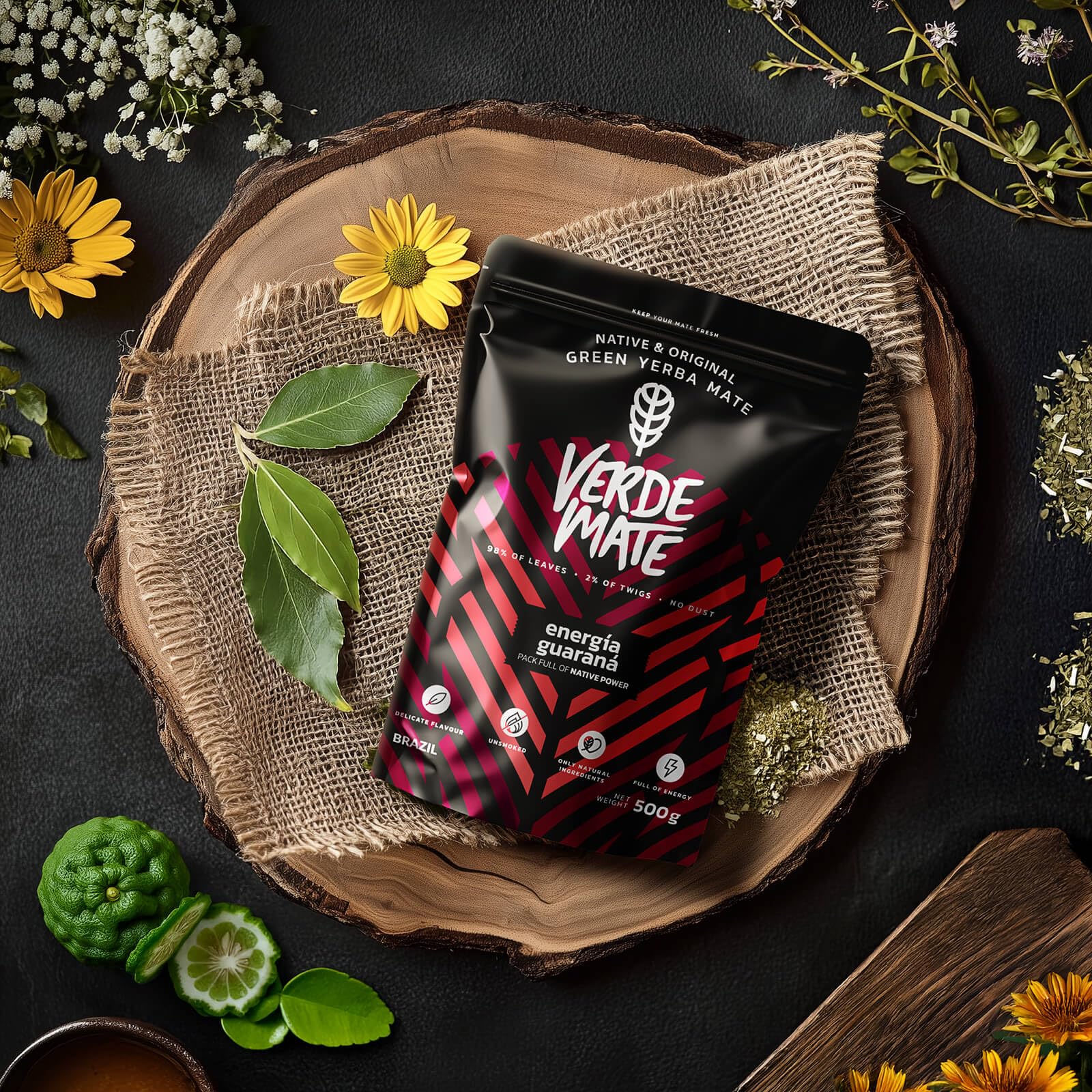 Verde Mate Green Orgánica Energia Guarana 500 g | Yerba Mate con Guaranà Biologico | Infuso Brasiliano Ricco di Gusto | Altissima Qualità Naturale