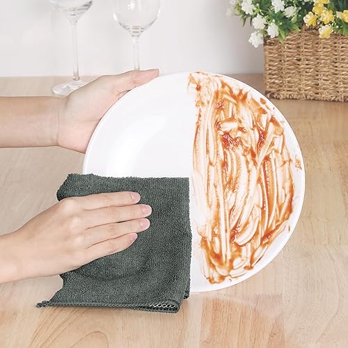 Miniatura 6 de uxcell Juego de 10 paños de cocina para platos, paños de microfibra absorbentes de secado rápido, trapos de cocina con lado de limpieza de cocina y