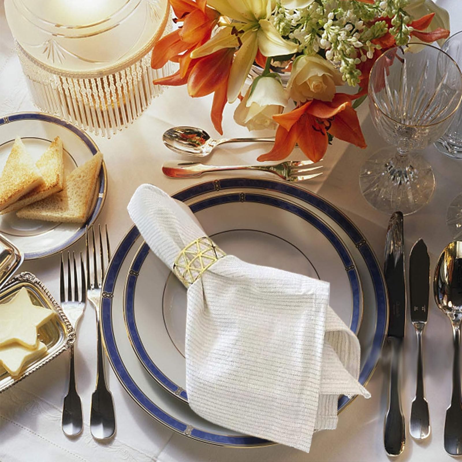 Serviettenringe Silber 10 Stück - Metall Serviettenhalter Mit Lochdesign