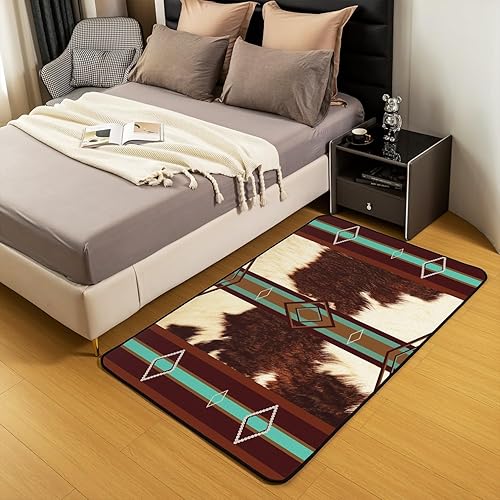 Miniatura 5 de Alfombras de piel de vaca para sala de estar para niños y niñas, alfombra decorativa de piel de vaca de 5 x 7 pulgadas, decoración de casa de campo,