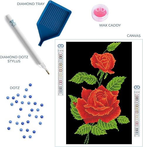 Miniatura 5 de DIAMOND DOTZ Kits de pintura de diamantes de ramillete de rosas rojas para adultos, kits de arte de diamantes, un kit de manualidades creativo